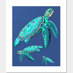 Sea Turtle Turquoise Oceanlife Posters and Art